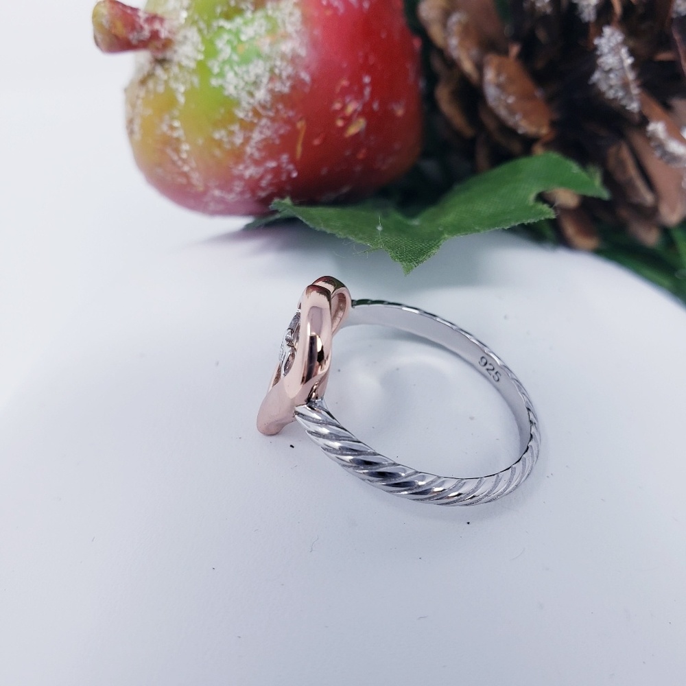 S.Silver Two Tone Rose Gold Plated Mom Heart Ring - Picture 3 of 4
